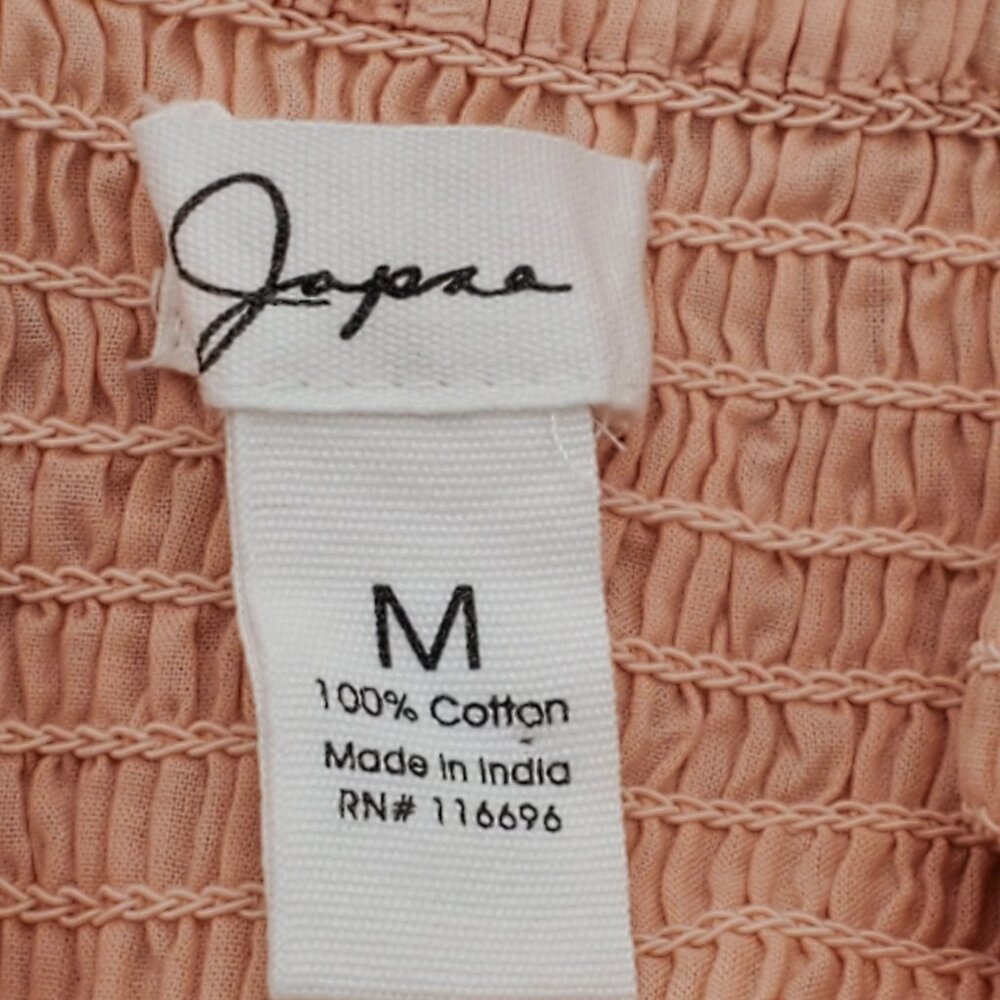 Japna Peach Lace Adjustable Strap Cotton Peplum Camin Top, Medium - Picture 5 of 7